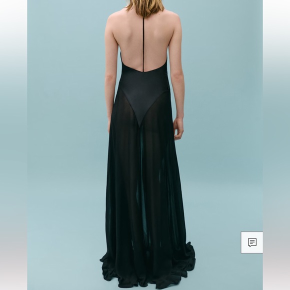 SEMI-TRANSPARENT SILK DRESS COMBINED BODY - Picture 3 of 10